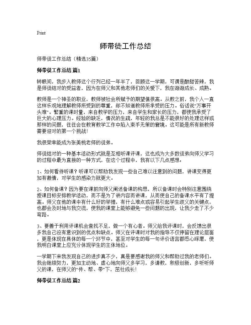 师带徒工作总结35篇