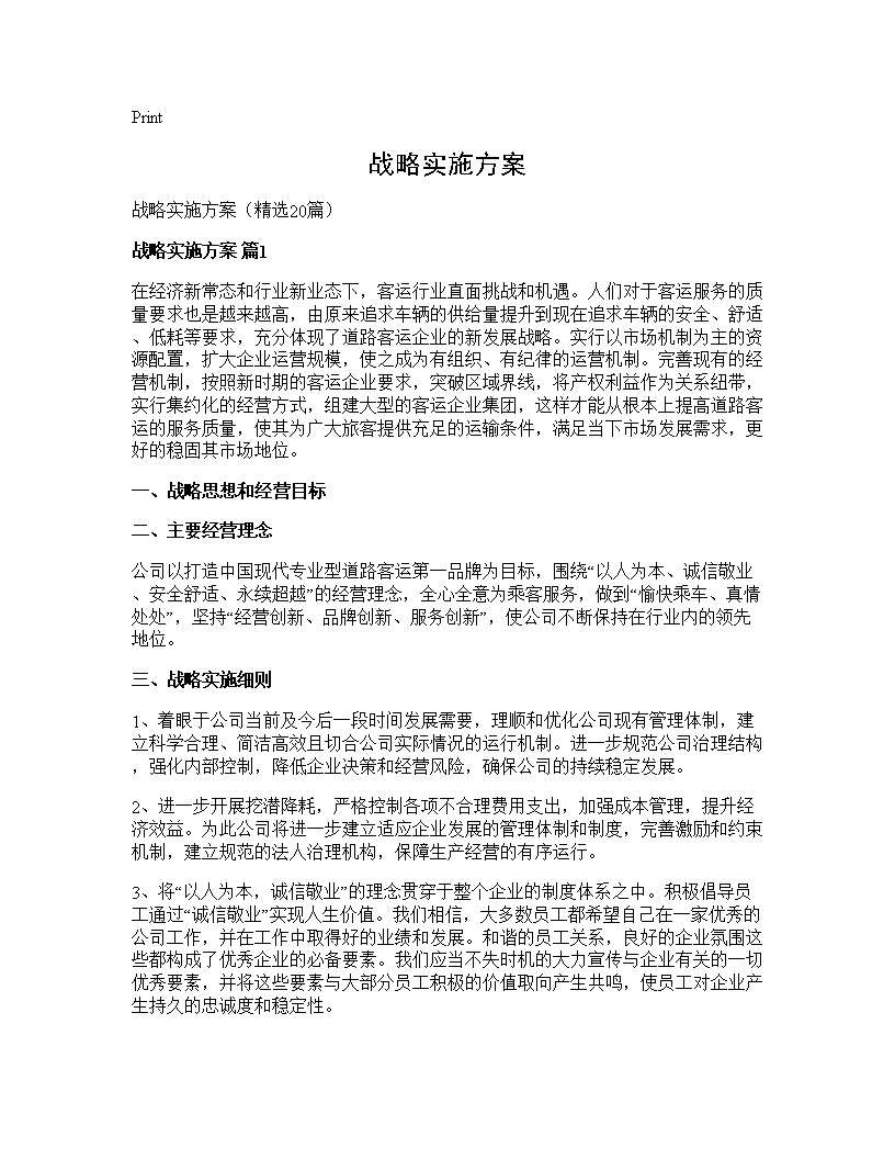 战略实施方案20篇