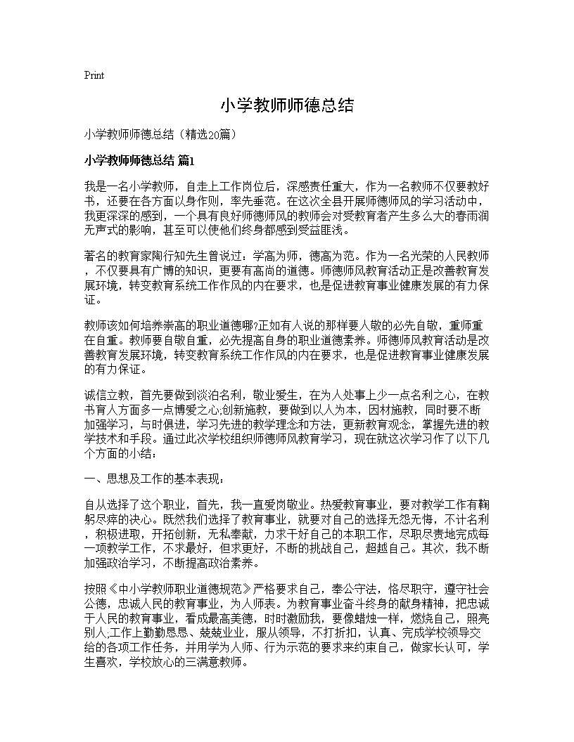 小学教师师德总结 (共21页)