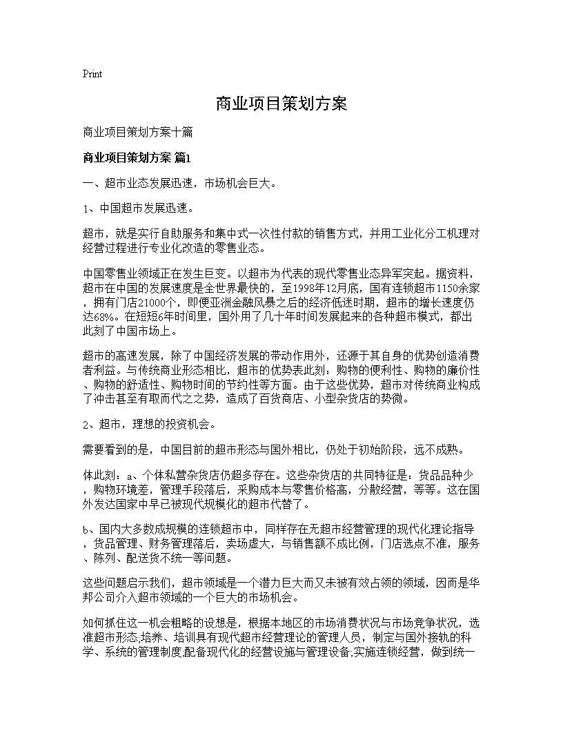 商业项目策划方案