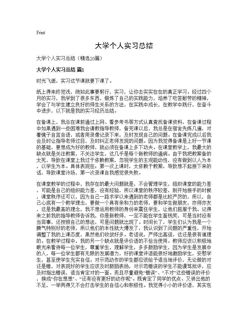 大学个人实习总结20篇