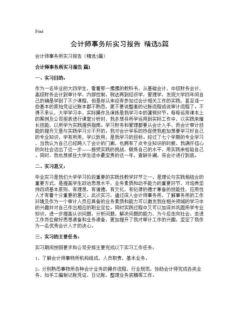 会计师事务所实习报告(精选5篇)