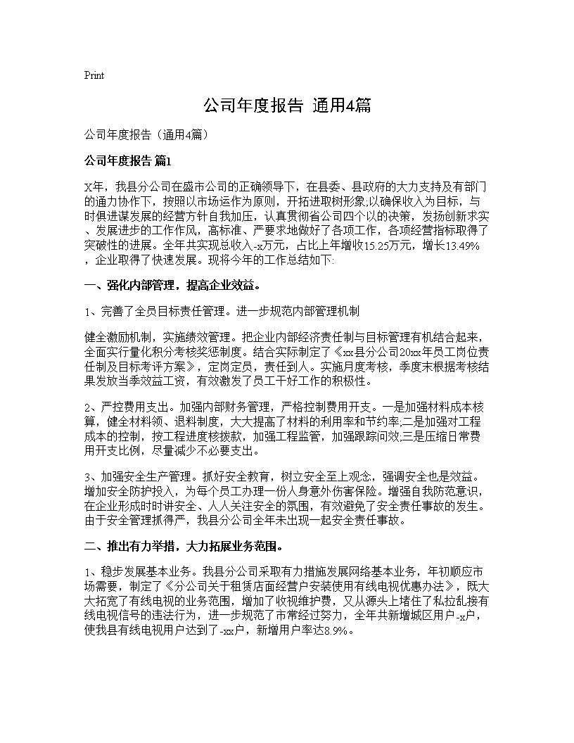 公司年度报告(通用4篇)