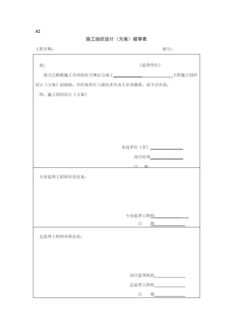 施工组织设计(方案)报审表