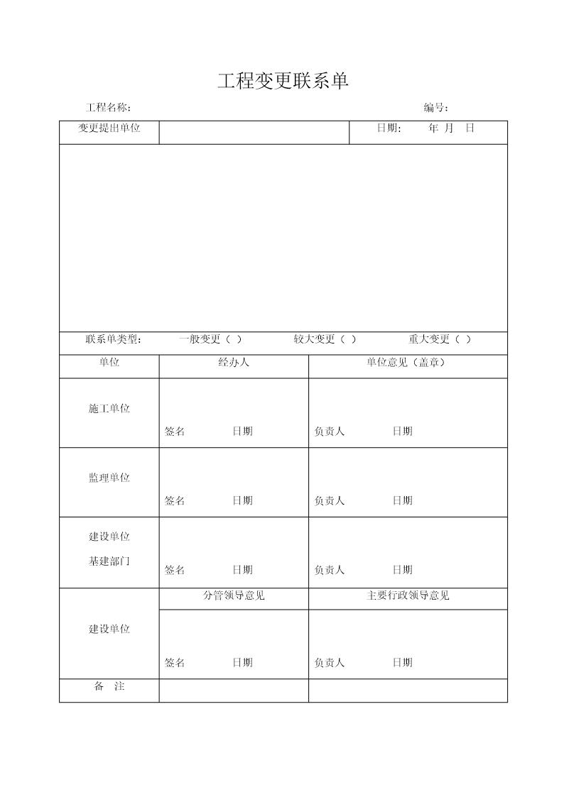 工程变更联系单模板