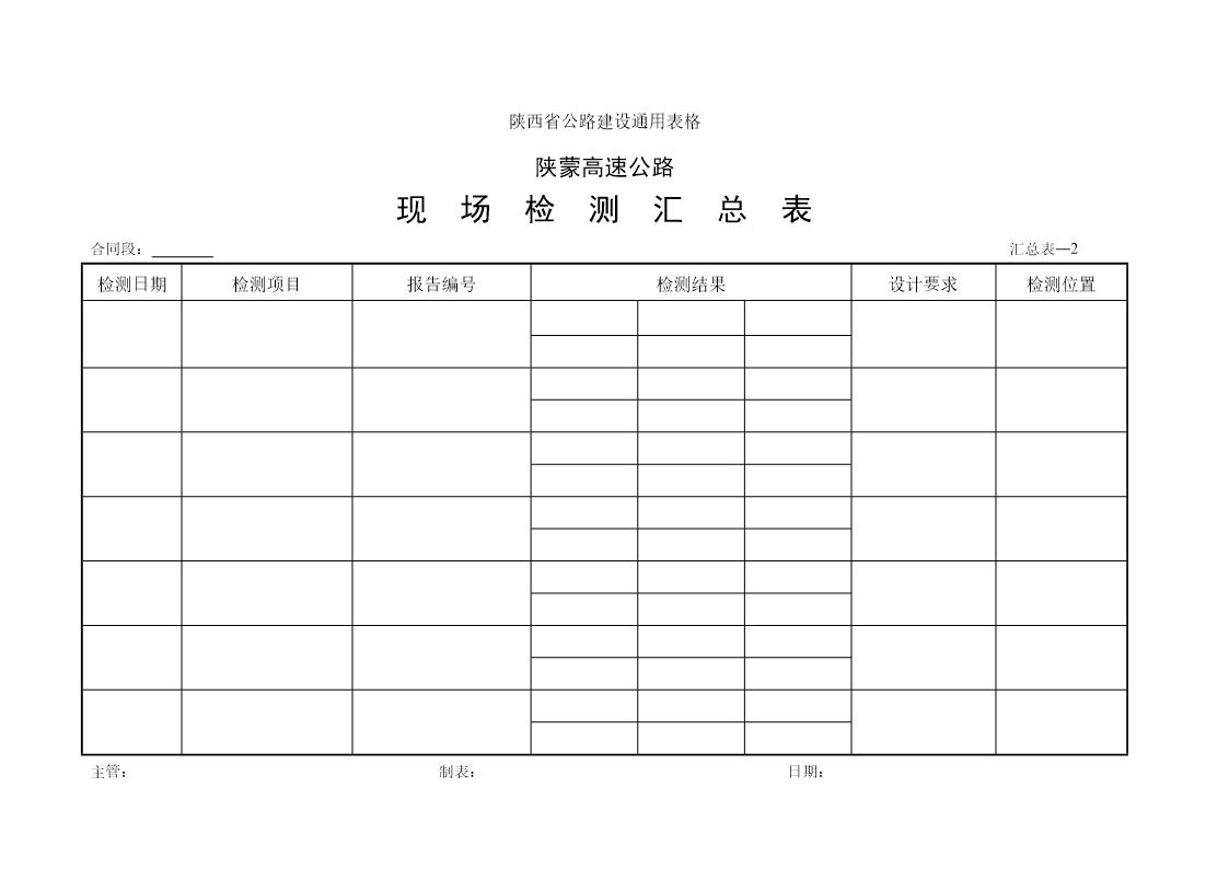 现场检测汇总表