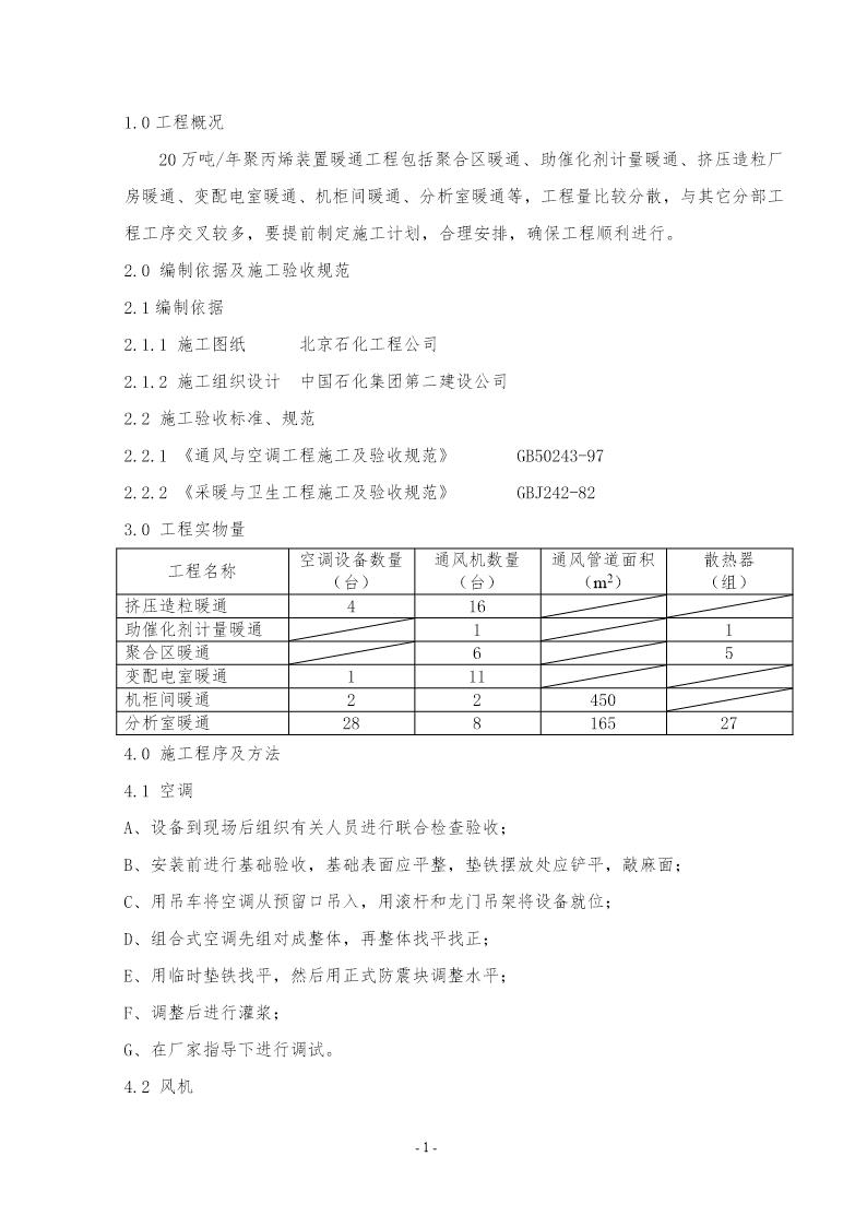 某化工厂聚丙烯装置暖通工程吊装方案