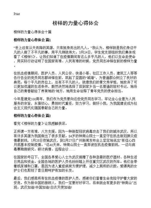 榜样的力量心得体会