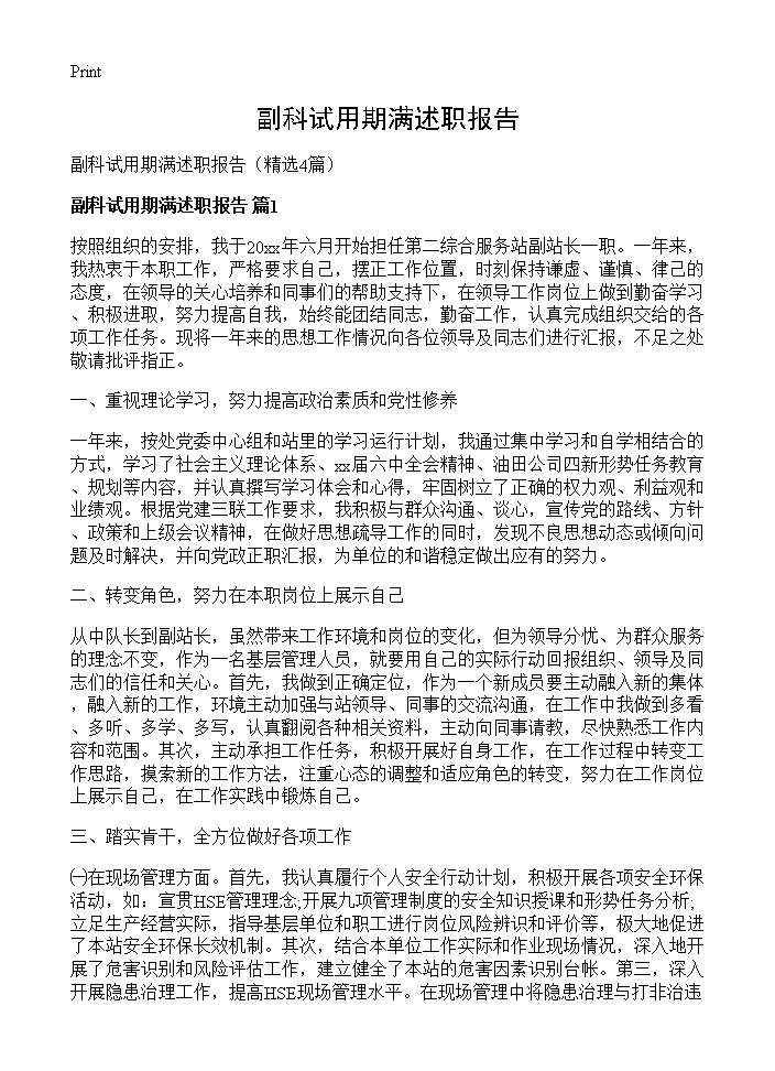 副科试用期满述职报告4篇