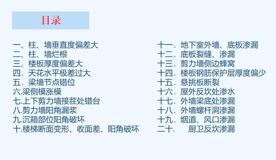 工程质量常见问题分析 施工质量培训PPT