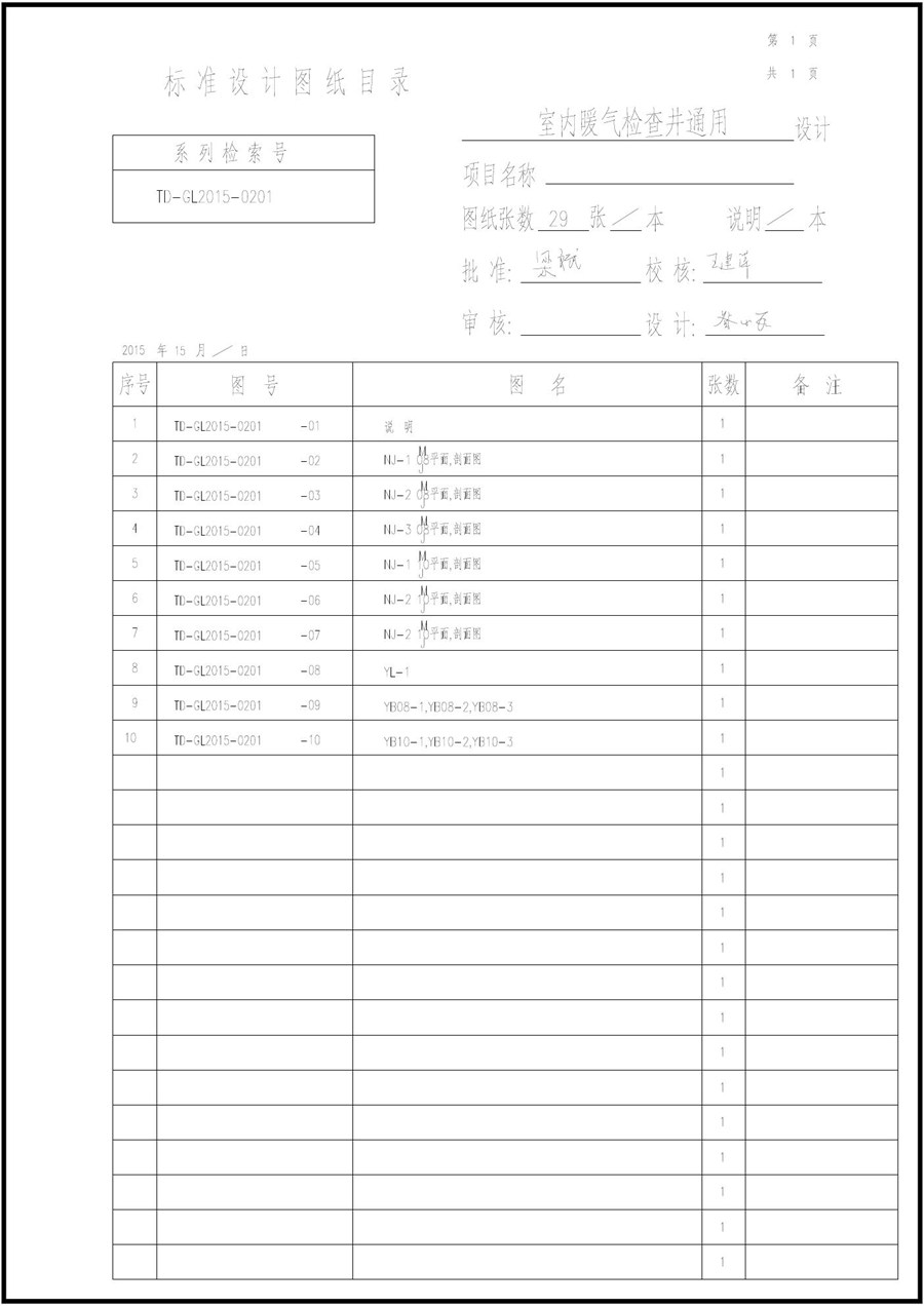 TD-GL2015-0201暖气检查井标准图集(2015(图集))(内蒙古电力设计院)