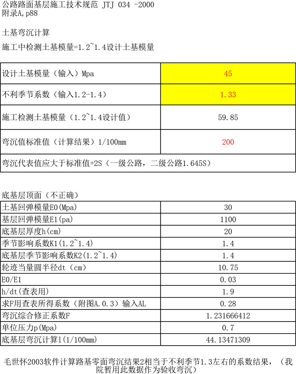 路基回弹弯沉与回弹模量的换算