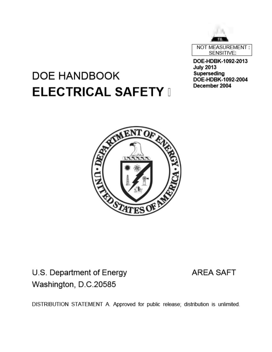 英文版 DOE 电气安全手册 2013 DOE Electrical Safety Handbook 2013