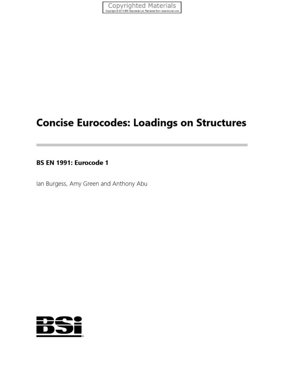 英文版 简明欧洲规范之结构载荷 Concise Eurocodes Loadings on Structures