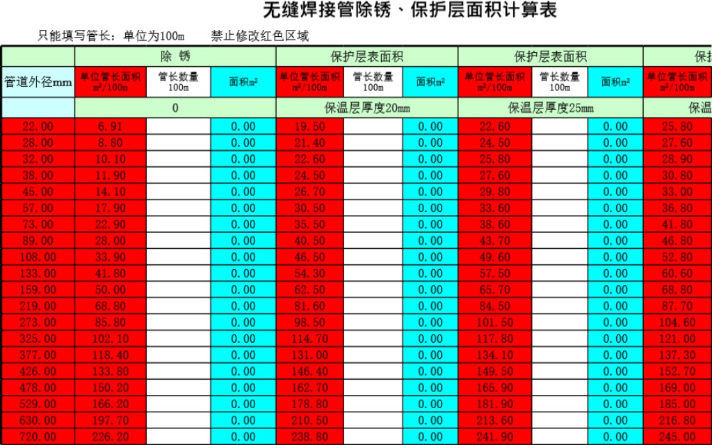 钢管材料快算表