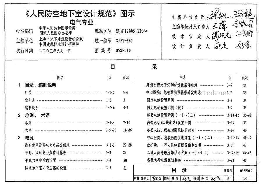 国标图集05SFD10(图集)人民防空地下室设计规范图示－电气专业