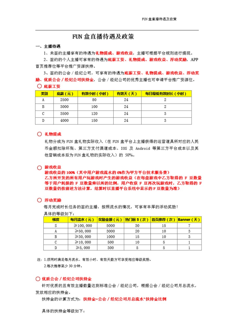 FUN盒直播主播待遇及政策