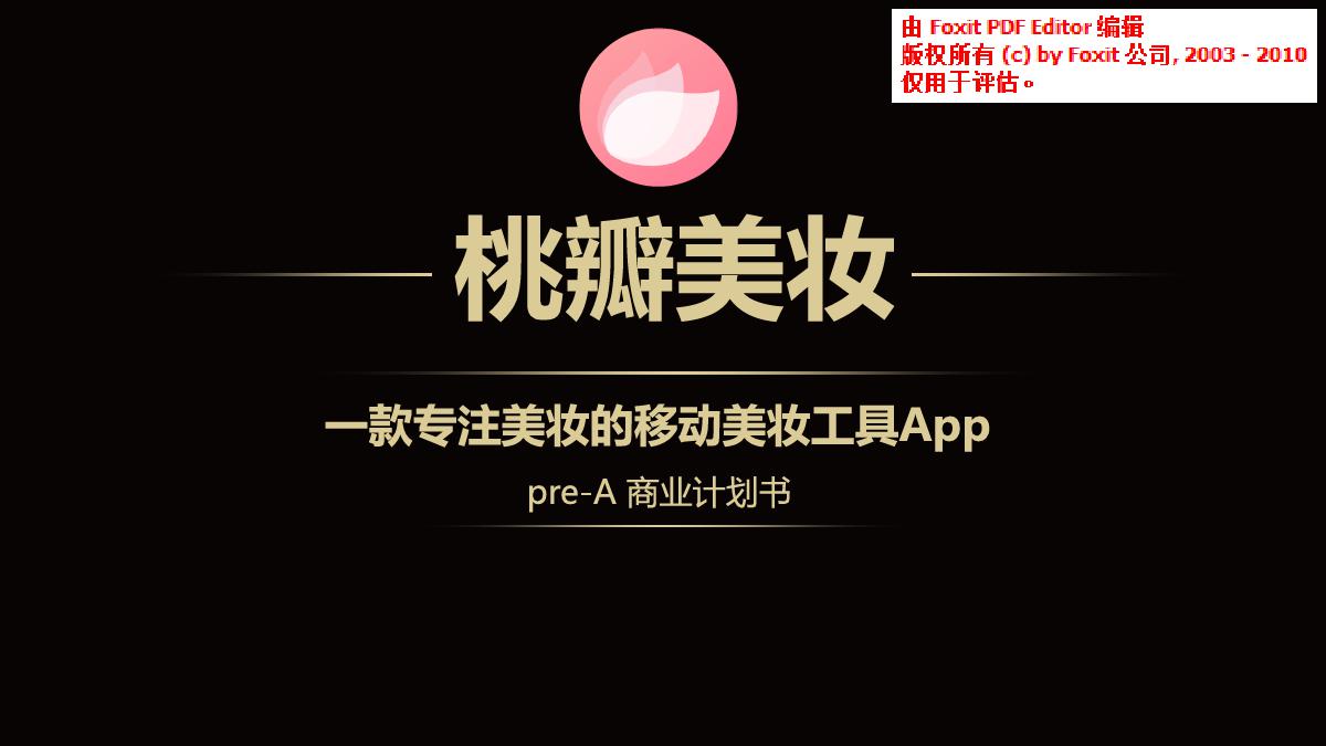 桃瓣美妆pre A商业计划书